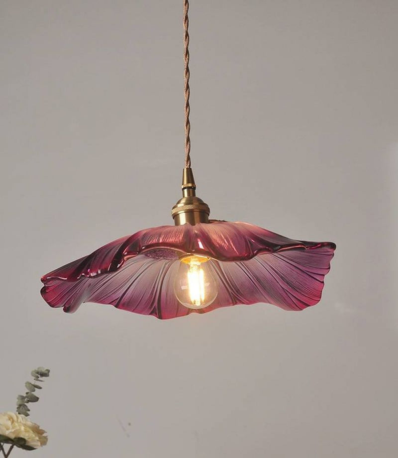 Lustre Pendente Flor de Lotus roxa goldenprices